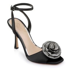 Badgley Mischka Vida Rosette Peep Stiletto Sz 5